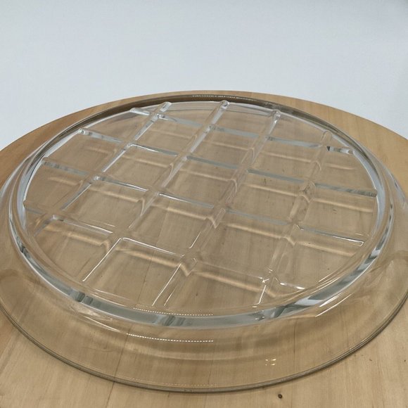 Vtg Indiana Glass 12" Heavy Round Flat serving Platter Clear w/ Diamond Under - Picture 6 of 10